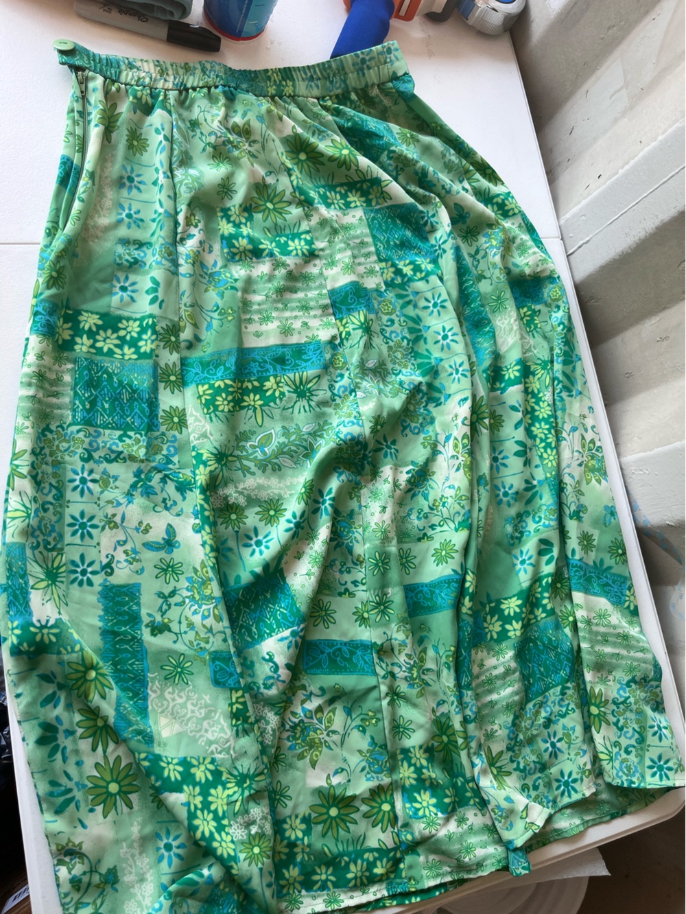 VINTAGE 80’s/90’s Koret Green & Teal Floral Patchwork Sheet